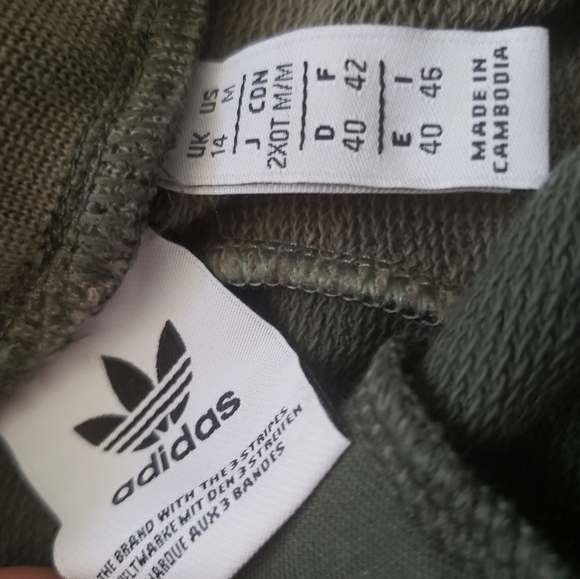 NWOT Olive Green Colorblock 3 stripes fitted Adidas Joggers - Picture 4 of 5